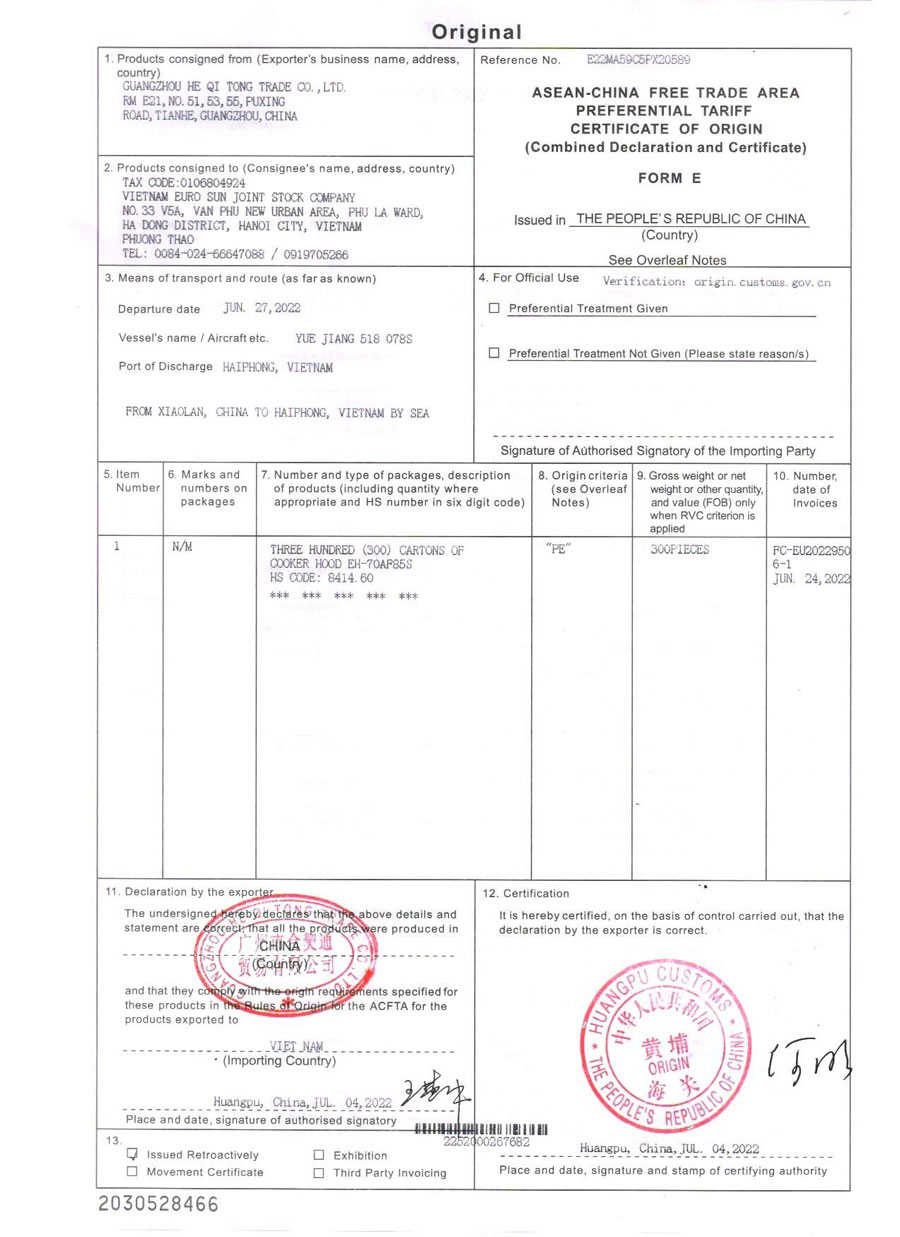 Ảnh chứng nhận COCQ