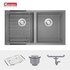 Chậu đá Konox Granite Veloci 760D Grey