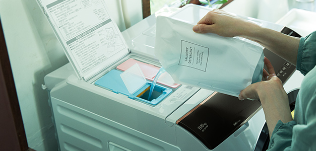 Tự động cân quần áo và lấy nước giặt xả