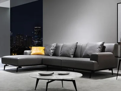 Ghế sofa góc đệm da thiết kế hiện đại L23