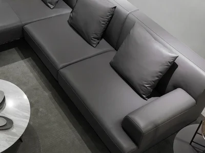 Ghế sofa góc đệm da thiết kế hiện đại L23