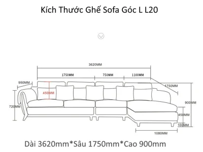 Ghế sofa góc đệm vải viền da gỗ sồi L22