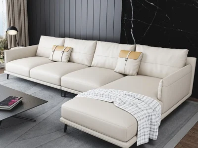 Ghế sofa góc đệm da cỡ lớn L21