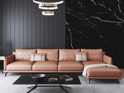 Ghế sofa góc đệm da cỡ lớn L21