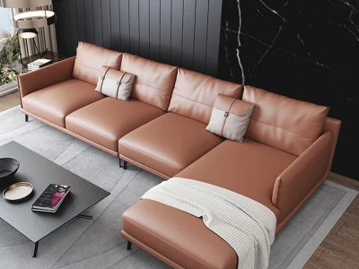 Ghế sofa góc đệm da cỡ lớn L21