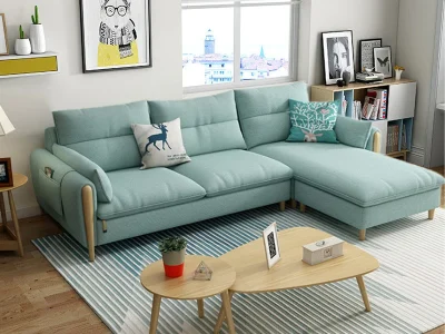 Ghế sofa góc đệm vải viền gỗ sồi L25