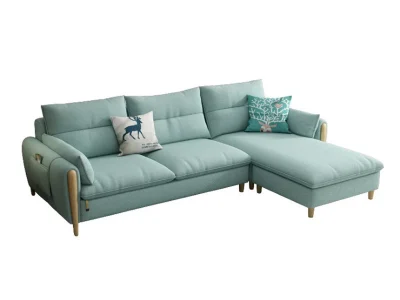 Ghế sofa góc đệm vải viền gỗ sồi L25