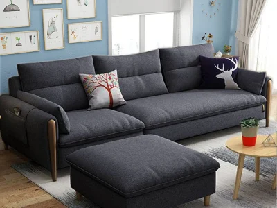 Ghế sofa góc đệm vải viền gỗ sồi L25