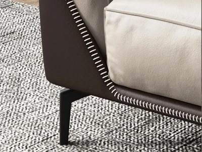 Ghế sofa góc đệm da chân sắt L28