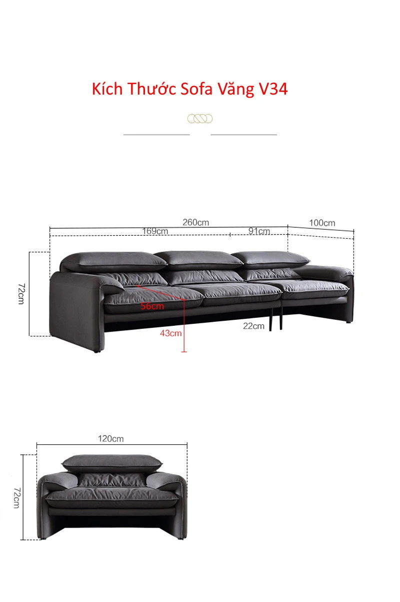 Ghế sofa văng da lộn hiện đại V34