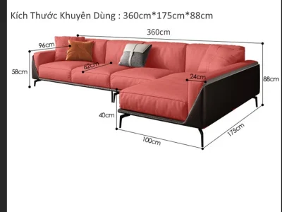 Ghế sofa góc đệm da chân sắt L28