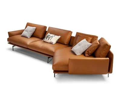 Sofa góc đệm da dáng cong L30