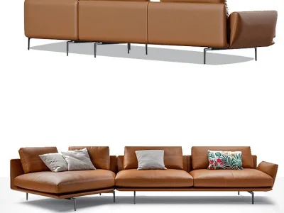 Sofa góc đệm da dáng cong L30