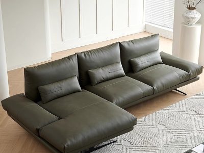 Sofa góc da Bò Ý hiện đại Pula Larina (L48)