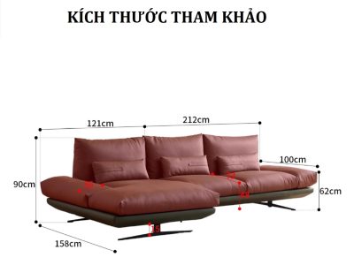 Sofa góc da Bò Ý hiện đại Pula Larina (L48)