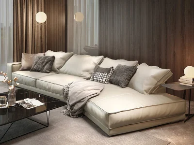Sofa góc đệm da dáng cong L31