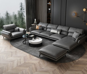 Bộ Sofa góc L bọc da bò Italy Lacoste (L44)