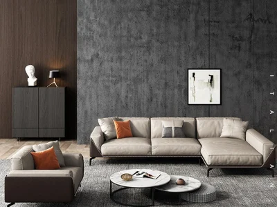 Ghế sofa góc đệm da chân sắt L28