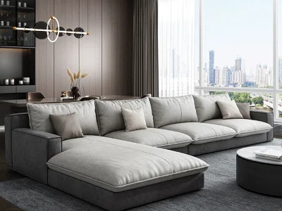 Sofa góc vải nỉ vân đá L29