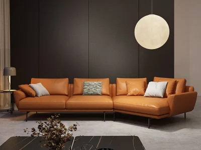 Sofa góc đệm da dáng cong L30