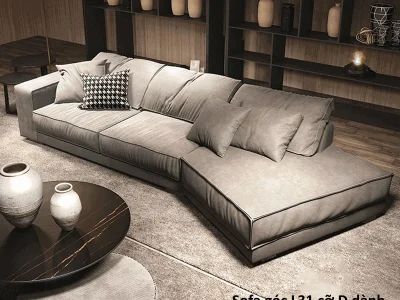 Sofa góc đệm da dáng cong L31