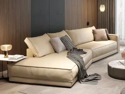 Sofa góc đệm da dáng cong L31