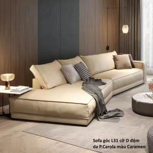 Sofa góc đệm da dáng cong L31