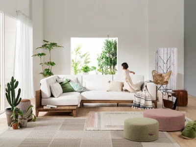 Sofa góc viền gỗ hiện đại L35