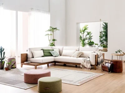 Sofa góc viền gỗ hiện đại L35
