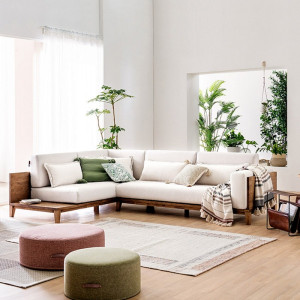 Sofa văng viền gỗ thiết kế Hàn Quốc V61