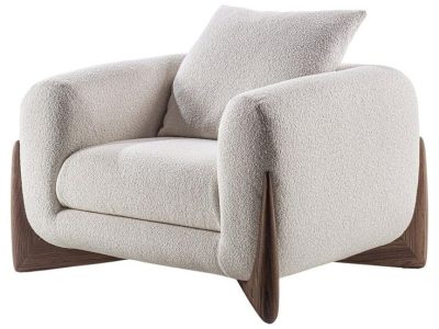 Sofa văng chân gỗ bọc vải lông cừu V65