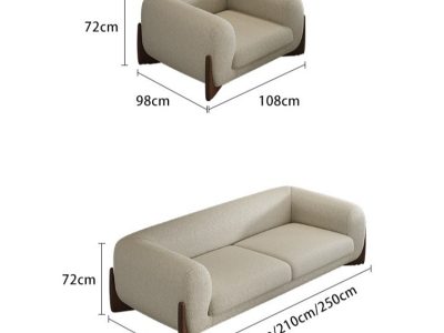 Sofa văng chân gỗ bọc vải lông cừu V65