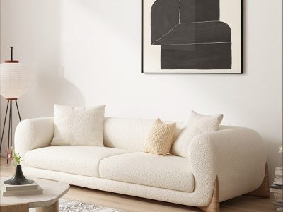 Sofa văng chân gỗ bọc vải lông cừu V65