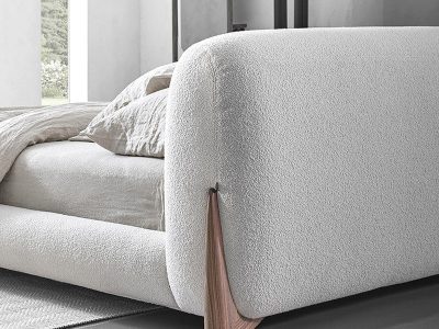 Sofa văng chân gỗ bọc vải lông cừu V65