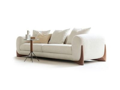 Sofa văng chân gỗ bọc vải lông cừu V65