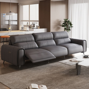Sofa văng điện bọc da bò Italia cao cấp Callisto (V80) xám ghi