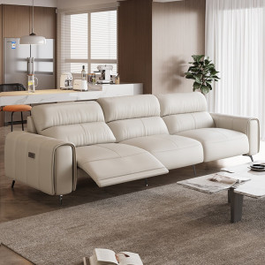 Sofa văng điện bọc da bò Italia cao cấp Callisto (V80) màu trắng kem