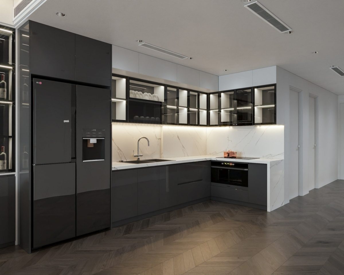 3D Ảnh tủ bếp Acrylic cánh kính