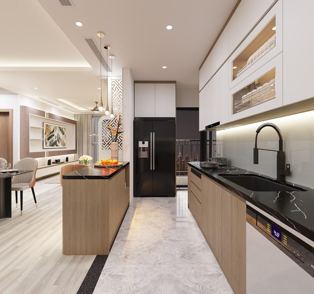 Bàn đảo bếp nhỏ thiết kế trang trí tinh tế